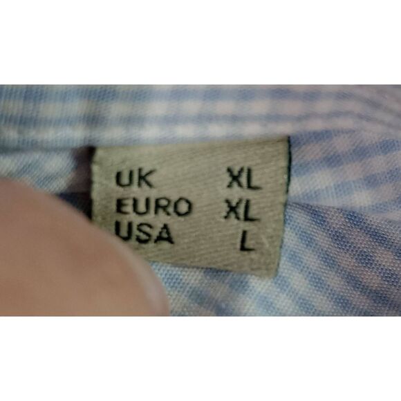 Barbour Shirt Men's Large Blue White Button Front Long Sleeve Preppy Gender Reve - Picture 8 of 9